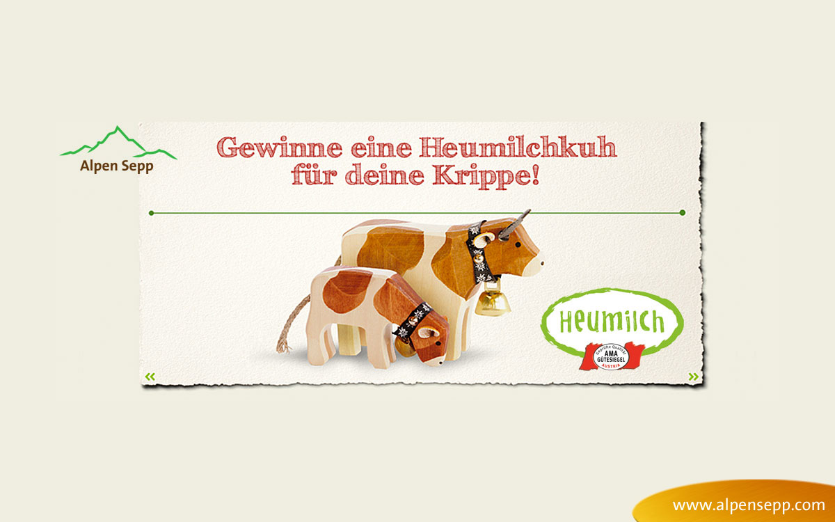 Gewinne eine Heumilchkuh für deine Krippe und Weihnachtsbaum