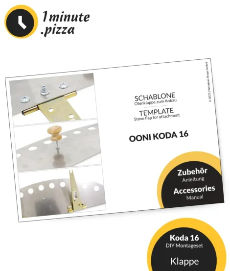 Sorglos Montageset für die Ooni Koda 16 Klappe | Pizza Ofen Tuning | inkl. Schablone zur Herstellung des Abdeckblechs