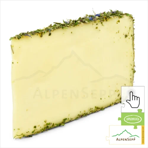 Blümlekäse Sofortkauf | laktosefreier Heumilch Käse mit Tee Blütenmischung affiniert