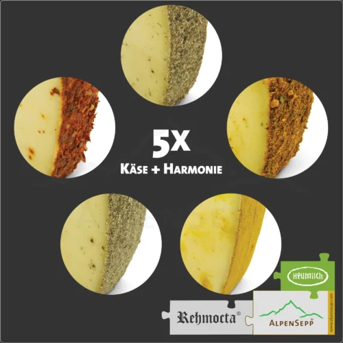 CRAZY CHEESE Käsebox mit 5x REHMOCTA® Käse Sorten | Ehni, Ähle, Dätta, Peppino + der Bärige | 1 kg laktosefreier Käse 7 CRAZY CHEESE Käsebox mit 5x REHMOCTA® Käse Sorten | Ehni, Ähle, Dätta, Peppino & der Bärige | 1 kg laktosefreier Käse