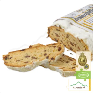 DRESDNER CHRISTSTOLLEN® | Original aus Dresden mit Zutaten vom AlpenSepp | 1,5 kg Stollen mit echter Sennereibutter und Butterschmalz aus Heumilch® | Exklusiv auf Vorbestellung.