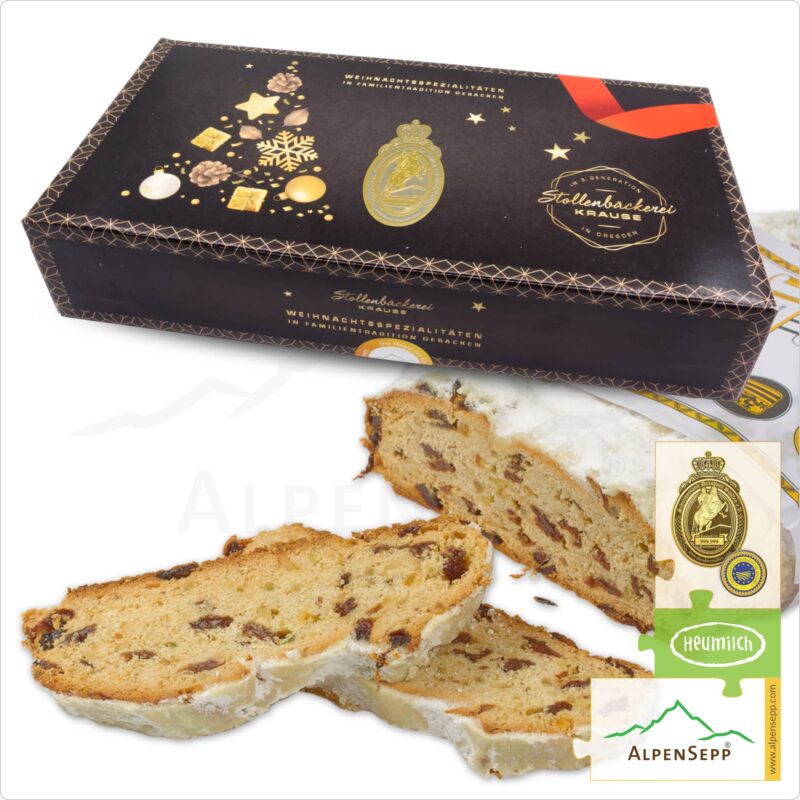 DRESDNER CHRISTSTOLLEN® | Original aus Dresden mit Zutaten vom AlpenSepp | 1,5 kg Stollen mit echter Sennereibutter und Butterschmalz aus Heumilch® | Exklusiv auf Vorbestellung.