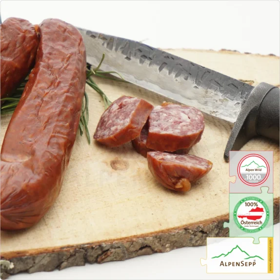 GAMSWURZEN | Rohwurst von der Gams | PREMIUM Wurst vom heimischen Gamswild | 1 Paar 9 GAMSWURZEN | Rohwurst von der Gams | PREMIUM Wurst vom Gamswild