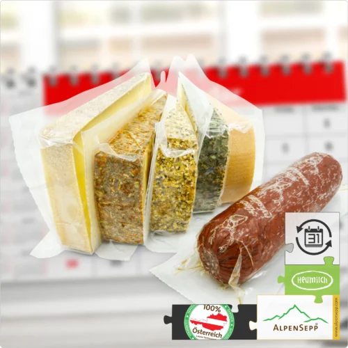 ABO BERGKÄSE, SCHNITTKÄSE + SALAMI VOM WILD | 1,4 kg mit abwechselnder Käse und Wurst Vielfalt | mit flexibler Laufzeit des Abos 8 ABO Bergkäse, Schnittkäse und Salami vom Wild | 1,4 kg mit abwechselnder Käse und Wurst Vielfalt | mit flexibler Laufzeit des Abos