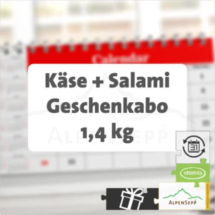 GESCHENK ABO MIX | 1,4 kg Käsevielfalt in Bergkäse + Schnittkäse + Wildsalami | endet automatisch | abwechselnde, laktosefreie Käsevielfalt pro Lieferung | wähle Lieferung und Laufzeit