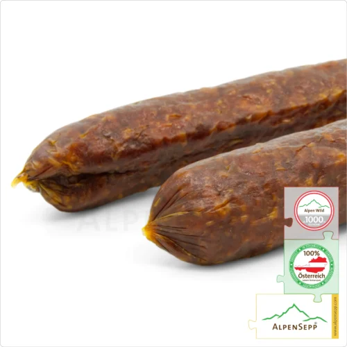 HIRSCHBEISSER | Rohwurst vom Wild | PREMIUM Wurst vom heimischen Rotwild | 1 Paar 7 HIRSCHBEISSER | Rohwurst vom Wild | PREMIUM Wurst vom heimischen Rotwild