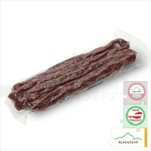 HIRSCHBEISSER | Rohwurst vom Wild | PREMIUM Wurst vom heimischen Rotwild | 1 Paar 8 HIRSCHBEISSER | Rohwurst vom Wild | PREMIUM Wurst vom heimischen Rotwild