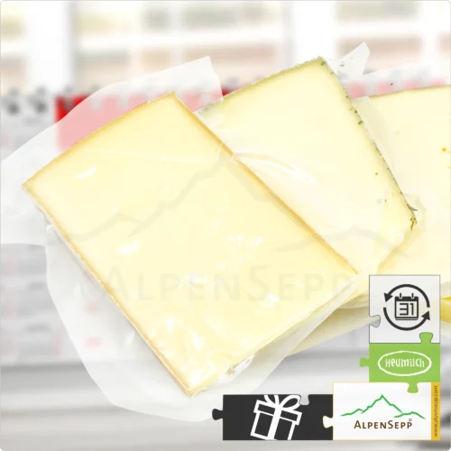 Geschenkabo 1 kg Käsevielfalt | Alpen Schnittkäse für 3 Monate | abwechselnde Käse pro Lieferung | endet mit dritter Lieferung automatisch 8 Geschenkabo Käse