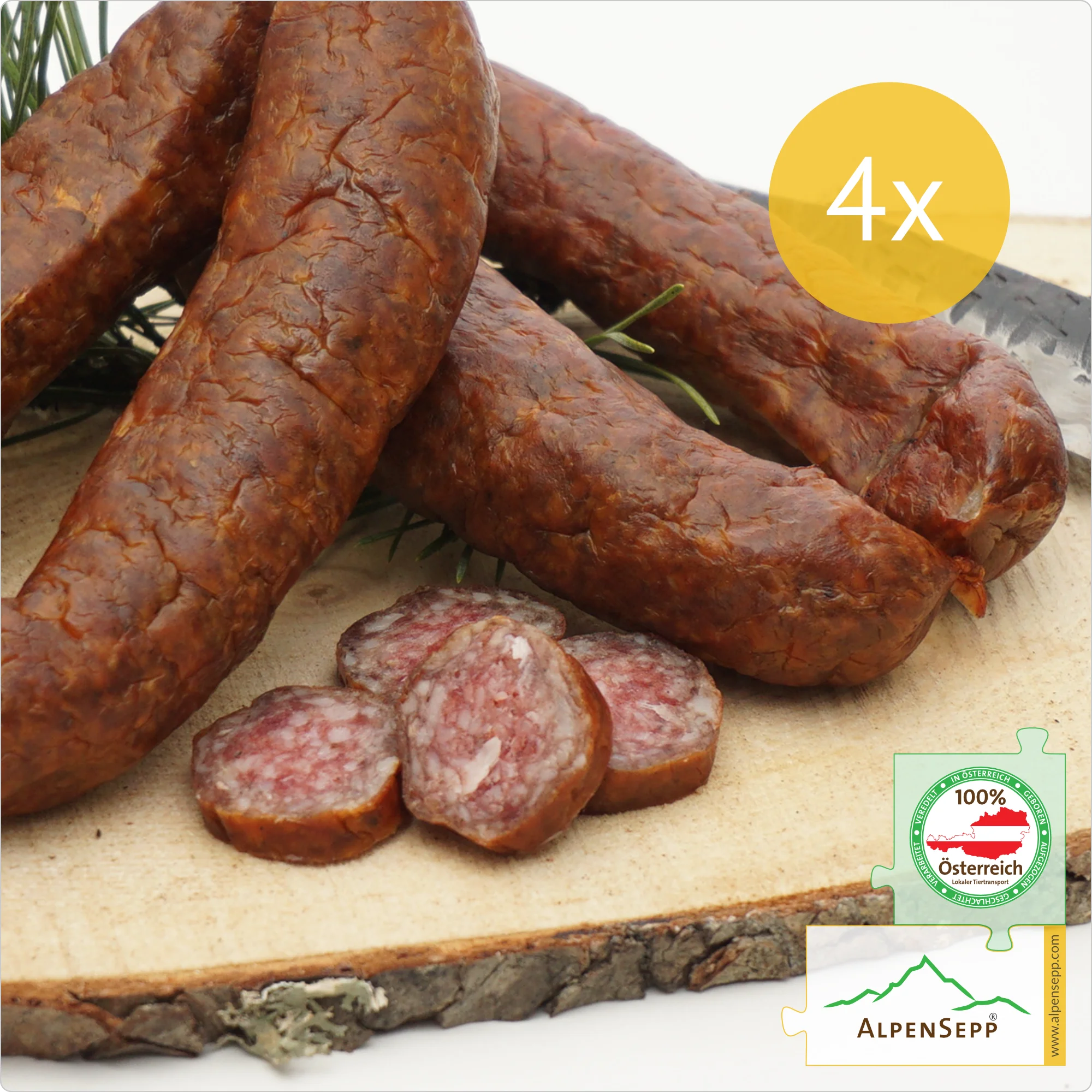 KAMINWURZEN Wurst- traditionelle Hartwurst | geräucherte Rohwurst | 4 Paar