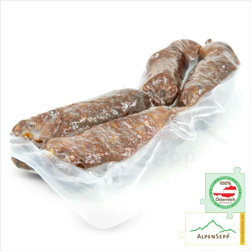 WILDSCHWEINBEISSERLE | Rohwurst vom Wild | PREMIUM Wurst vom heimischen Schwarzwild | 2 Paar 9 WILDSCHWEINBEISSERLE | geräucherte Rohwurst vom Schwarzwild | Wurst vom Wild