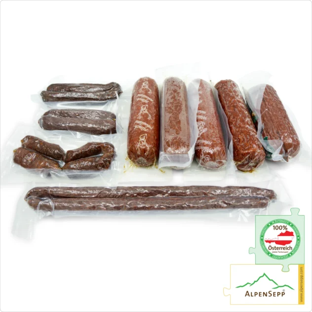 HUBERTUS WILDWURST Wurstbox | Beste Wurst Vielfalt vom Alpenwild in einer Box | 9 Sorten