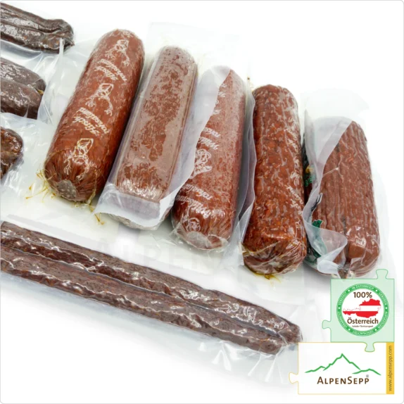 HUBERTUS WILDWURST BOX | Beste Wurst Vielfalt vom Alpenwild in einer Box | 9 Sorten 6 HUBERTUS WILDWURST Wurstbox | Beste Wurst Vielfalt vom Alpenwild in einer Box | 9 Sorten