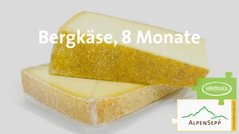 BERGKÄSE würzig | 8 Monate im Keller gereift | Hartkäse Laktosefrei 18 Genusserlebnis Bergkäse, 8 Monate